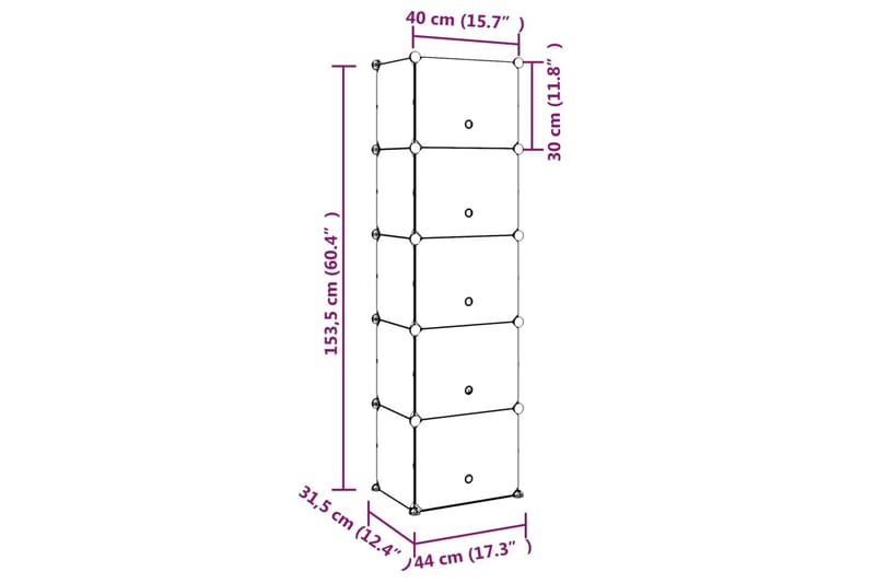beBasic Skostativ gjennomsiktig 44x31,5x153,5 cm PP - Gjennomsiktig - Entreoppbevaring - Skohylle & skostativ
