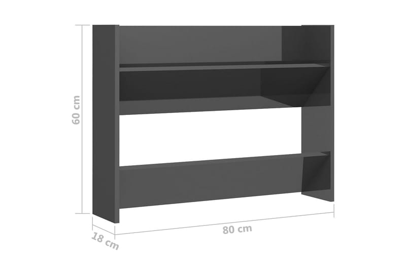 Veggskoskap 2 stk høyglans grå 80x18x60 cm sponplate - Grå - Entreoppbevaring - Skohylle & skostativ