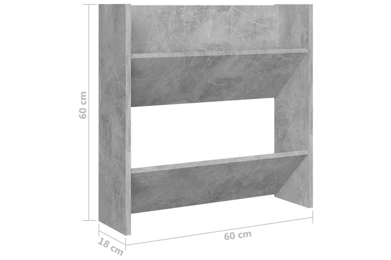 Veggskoskap 4 stk betonggrå 60x18x60 cm sponplate - Grå - Entreoppbevaring - Skohylle & skostativ