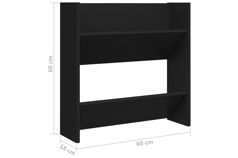Veggskoskap svart 60x18x60 cm sponplate - Svart - Entreoppbevaring - Skohylle & skostativ