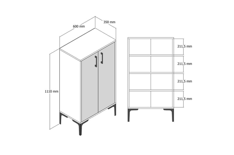 Babice Skoskap 35x60 cm - Valnøtt/Hvit - Oppbevaring - Skooppbevaring - Skoskap