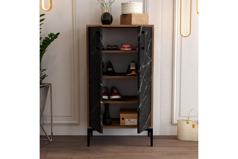 Babice Skoskap 35x60 cm - Valnøtt/Svart - Oppbevaring - Skooppbevaring - Skoskap