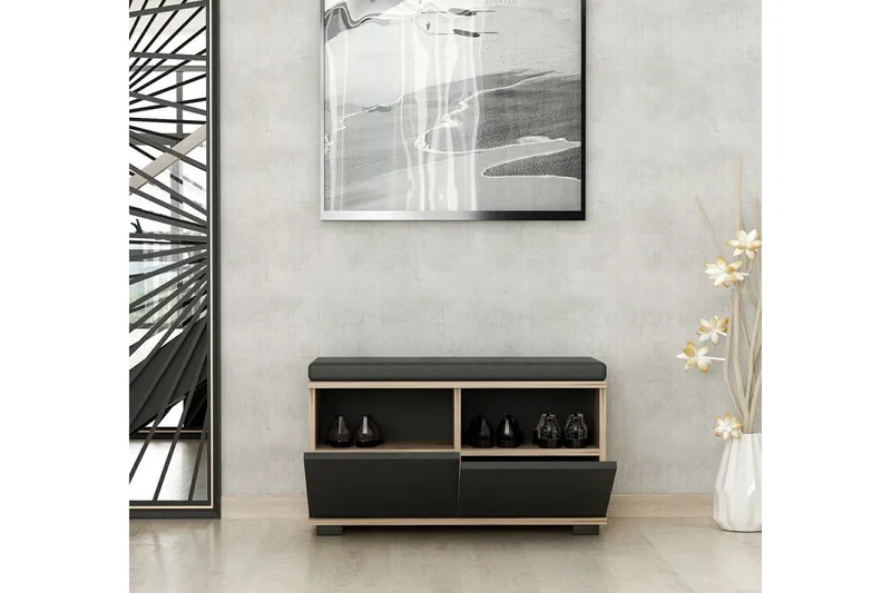 Drago Skoskap 80 cm - Valnøtt/Svart - Oppbevaring - Skooppbevaring - Skoskap