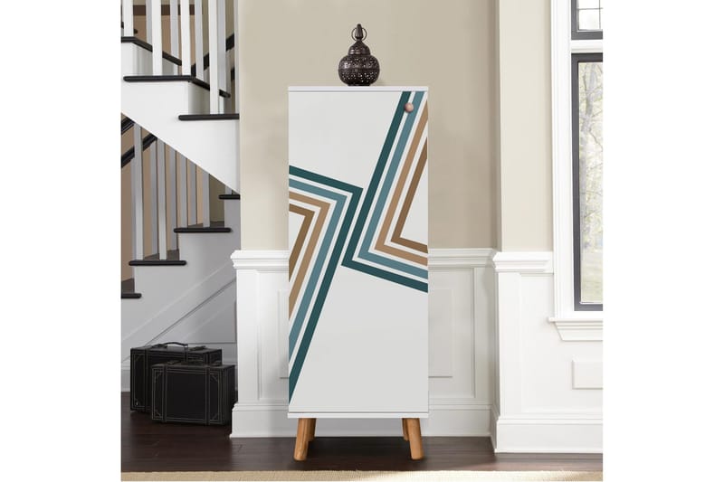 Gelsgan Skoskap 50 cm - Hvit/Blå - Oppbevaring - Skooppbevaring - Skoskap