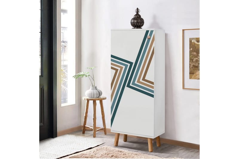 Gelsgan Skoskap 50 cm - Hvit/Blå - Oppbevaring - Skooppbevaring - Skoskap