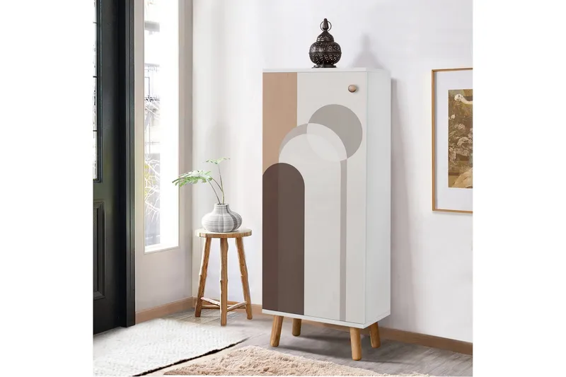 Gelsgan Skoskap 50 cm - Hvit/Brun - Oppbevaring - Skooppbevaring - Skoskap