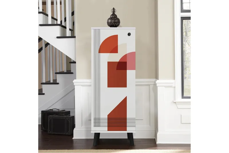 Gelsgan Skoskap 50 cm - Hvit/Rød - Oppbevaring - Skooppbevaring - Skoskap