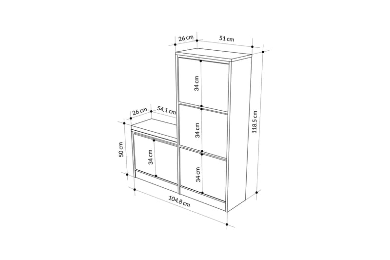 Skoskap Dude 105 cm - Mørkebrun - Oppbevaring - Skooppbevaring - Skoskap