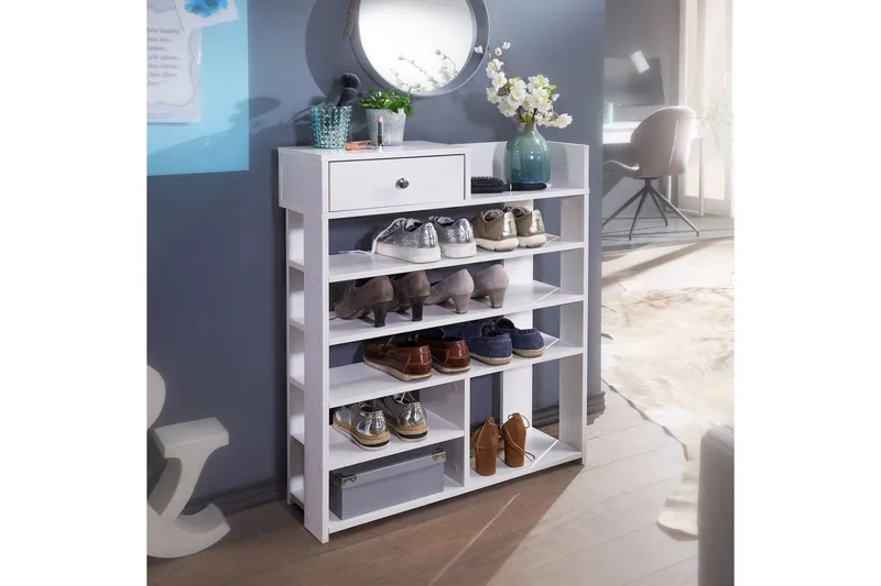 Skoskap Wohnling Foliert sponplate Åpen hylle 1 skuff - Oppbevaring - Skooppbevaring - Skohylle & skostativ