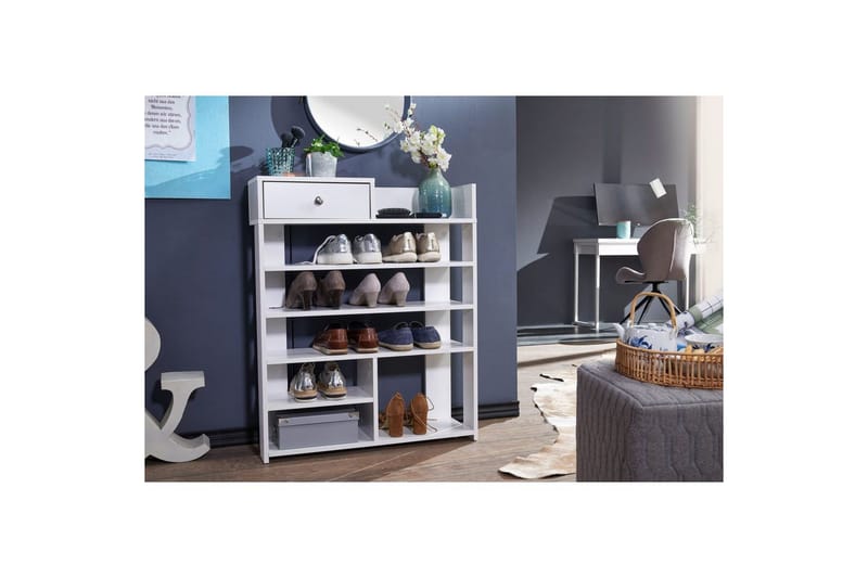 Skoskap Wohnling Foliert sponplate Åpen hylle 1 skuff - Oppbevaring - Skooppbevaring - Skohylle & skostativ