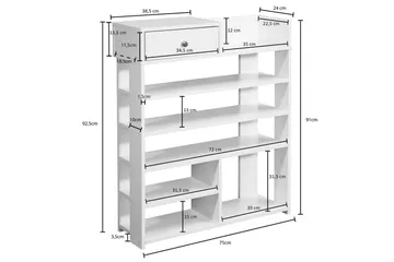 Skoskap Wohnling Foliert sponplate Åpen hylle 1 skuff - Oppbevaring - Skooppbevaring - Skohylle & skostativ