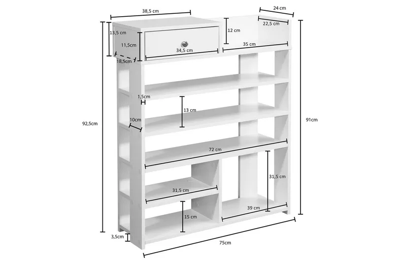 Skoskap Wohnling Foliert sponplate Åpen hylle 1 skuff - Oppbevaring - Skooppbevaring - Skohylle & skostativ