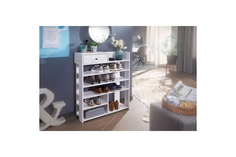 Skoskap Wohnling Foliert sponplate Åpen hylle 1 skuff - Oppbevaring - Skooppbevaring - Skohylle & skostativ