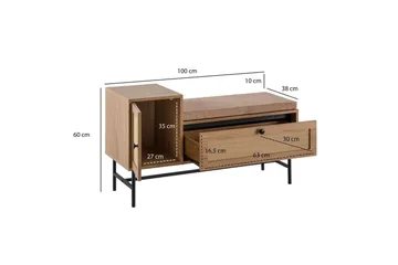 Skoskap Wohnling Polstret benk i eikfolieoptikk 1 dør 1 skuff - Oppbevaring - Skooppbevaring - Skobenk & skohylle med benk