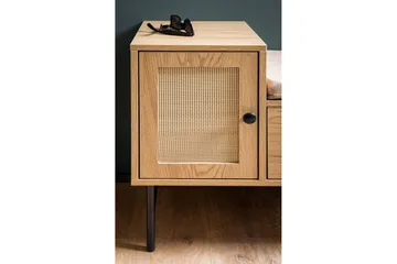 Skoskap Wohnling Polstret benk i eikfolieoptikk 1 dør 1 skuff - Oppbevaring - Skooppbevaring - Skobenk & skohylle med benk