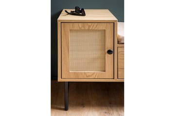 Skoskap Wohnling Polstret benk i eikfolieoptikk 1 dør 1 skuff - Oppbevaring - Skooppbevaring - Skobenk & skohylle med benk