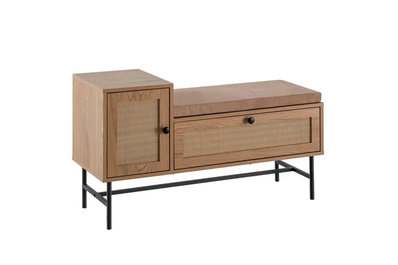 Skoskap Wohnling Polstret benk i eikfolieoptikk 1 dør 1 skuff