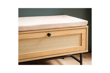 Skoskap Wohnling Polstret benk i eikfolieoptikk 1 dør 1 skuff - Oppbevaring - Skooppbevaring - Skobenk & skohylle med benk