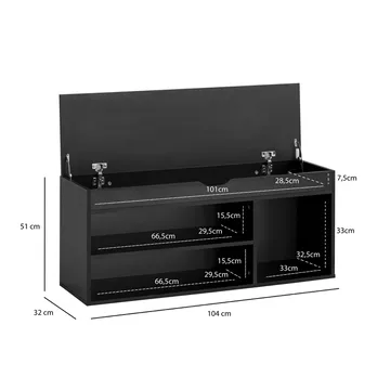 Ulvena skobenk med sittepute 104x51x32 cm - svart - Oppbevaring - Skooppbevaring - Skobenk & skohylle med benk