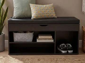 Ulvena skobenk med sittepute 104x51x32 cm - svart - Oppbevaring - Skooppbevaring - Skobenk & skohylle med benk