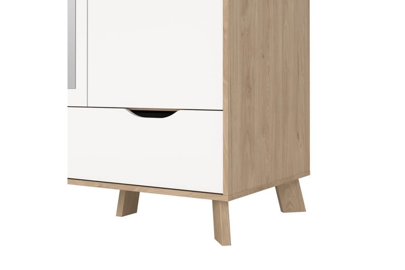 Sumita Garderobe med Speil 147x201 cm - Hvit/Natur - Oppbevaring - Garderober & garderobesystem
