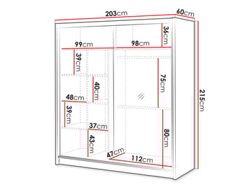 Swanley Garderobeskapeskap med speil 203x215 cm - Brun/Hvit - Oppbevaring - Garderober & garderobesystem