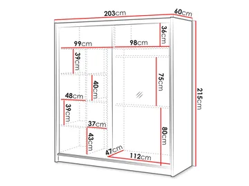 Swanley Garderobeskapeskap med speil 203x215 cm - Brun/Hvit - Oppbevaring - Garderober & garderobesystem