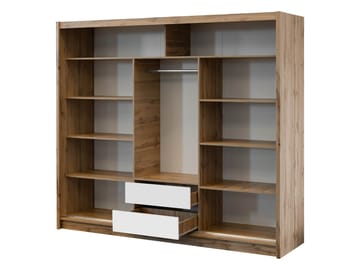 Swanley Garderobeskapeskap med speil 250x215 cm - Brun/Hvit - Oppbevaring - Garderober & garderobesystem