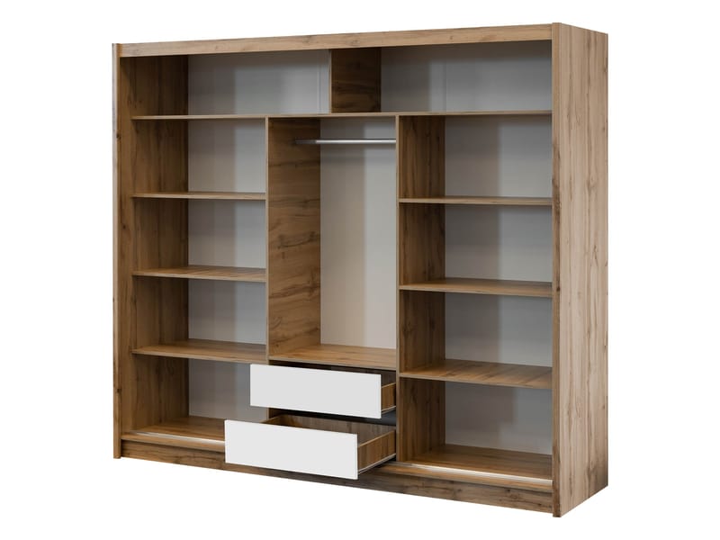 Swanley Garderobeskapeskap med speil 250x215 cm - Brun/Hvit - Oppbevaring - Garderober & garderobesystem