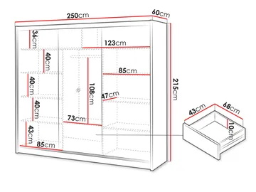 Swanley Garderobeskapeskap med speil 250x215 cm - Brun/Hvit - Oppbevaring - Garderober & garderobesystem
