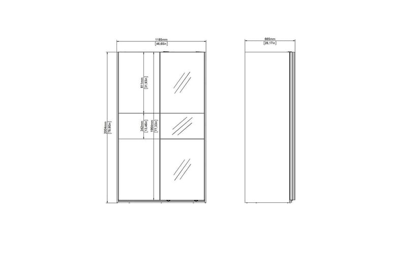 Takeru Garderobe med Speil 119x200 cm - Hvit - Oppbevaring - Garderober & garderobesystem