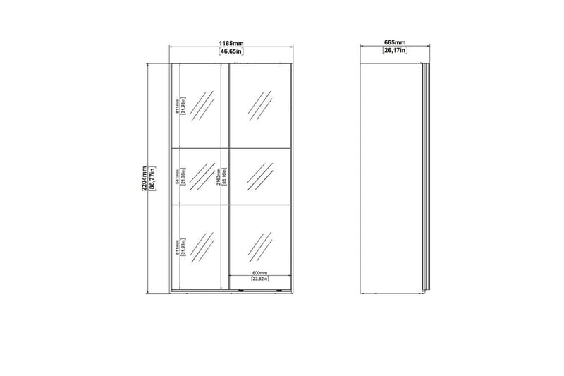 Takeru Garderobe med Speil 119x220 cm - Hvit - Oppbevaring - Garderober & garderobesystem