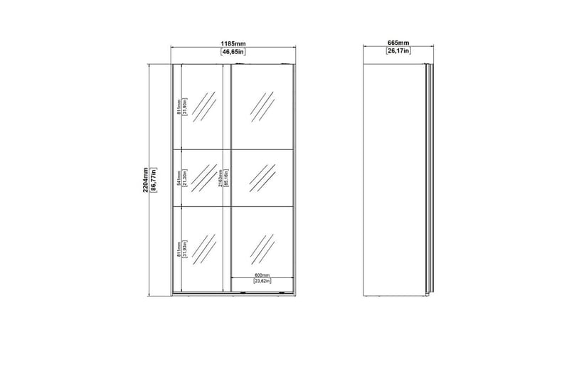 Takeru Garderobe med Speil 119x220 cm - Natur - Oppbevaring - Garderober & garderobesystem