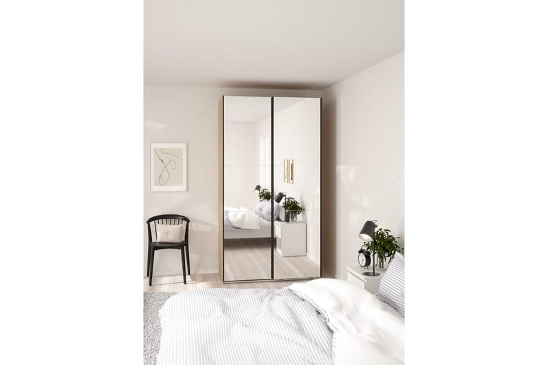 Takeru Garderobe med Speil 119x220 cm - Natur - Oppbevaring - Garderober & garderobesystem