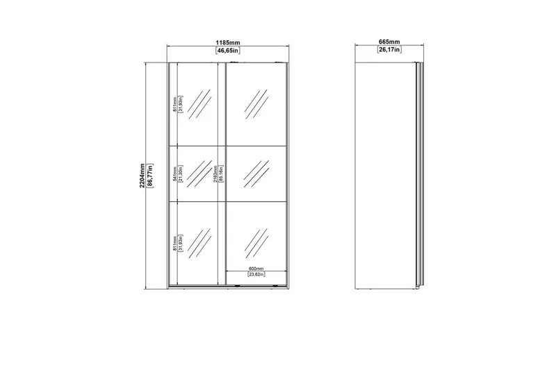 Takeru Garderobe med Speil 119x220 cm - Svart - Oppbevaring - Garderober & garderobesystem
