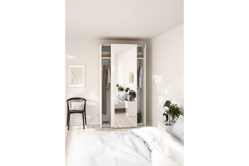 Takeru Garderobe med Speil 119x221 cm - Hvit - Oppbevaring - Garderober & garderobesystem