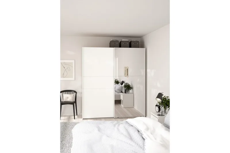 Takeru Garderobe med Speil 179x200 cm - Hvit - Oppbevaring - Garderober & garderobesystem