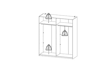 Takeru Garderobe med Speil 179x200 cm - Hvit - Oppbevaring - Garderober & garderobesystem