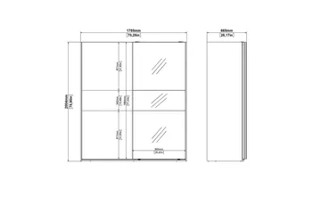 Takeru Garderobe med Speil 179x200 cm - Svart - Oppbevaring - Garderober & garderobesystem