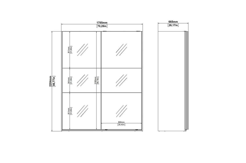 Takeru Garderobe med Speil 179x220 cm - Svart - Oppbevaring - Garderober & garderobesystem