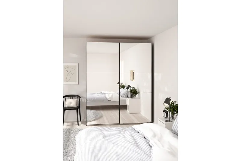 Takeru Garderobe med Speil 179x220 cm - Svart - Oppbevaring - Garderober & garderobesystem