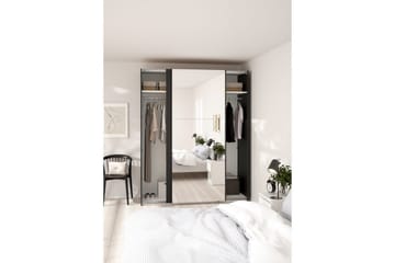 Takeru Garderobe med Speil 179x221 cm - Askgrå - Oppbevaring - Garderober & garderobesystem