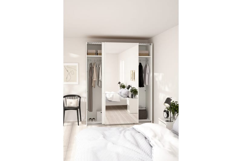 Takeru Garderobe med Speil 179x221 cm - Hvit - Oppbevaring - Garderober & garderobesystem