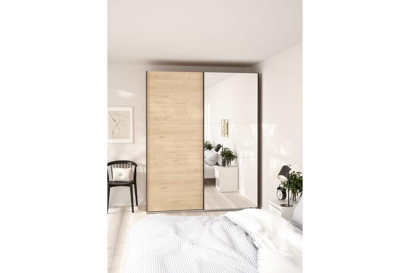 Takeru Garderobe med Speil 179x221 cm - Natur - Oppbevaring - Garderober & garderobesystem