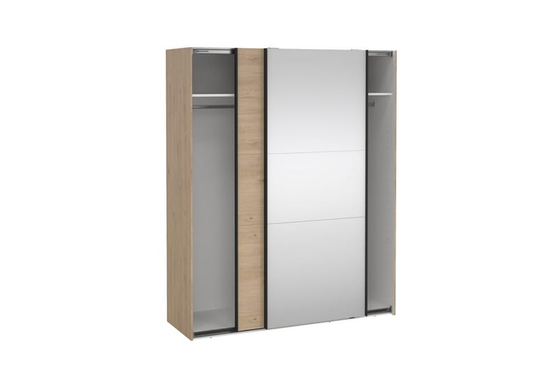 Takeru Garderobe med Speil 179x221 cm - Natur - Oppbevaring - Garderober & garderobesystem
