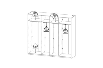 Takeru Garderobe med Speil 244x220 cm - Hvit - Oppbevaring - Garderober & garderobesystem