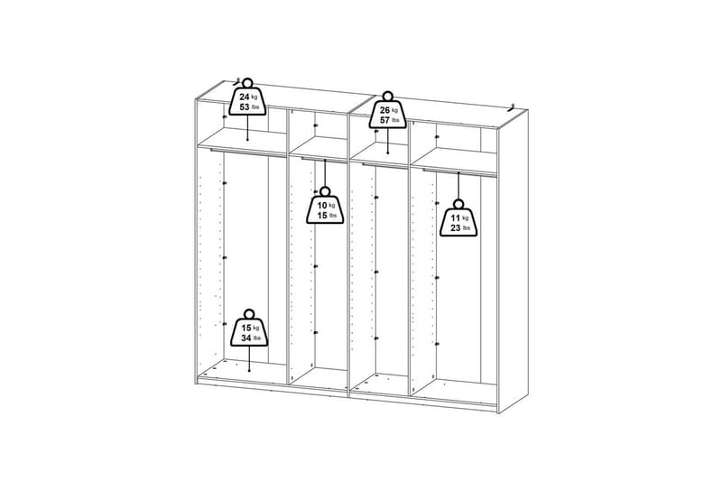 Takeru Garderobe med Speil 244x220 cm - Svart - Oppbevaring - Garderober & garderobesystem