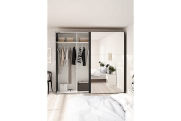 Takeru Garderobe med Speil 244x221 cm - Askgrå - Oppbevaring - Garderober & garderobesystem