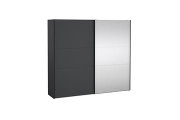 Takeru Garderobe med Speil 244x221 cm - Grå - Oppbevaring - Garderober & garderobesystem
