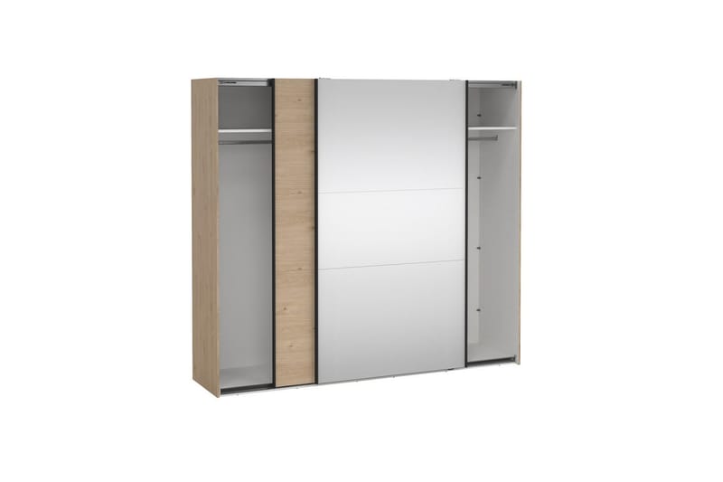 Takeru Garderobe med Speil 244x221 cm - Natur - Oppbevaring - Garderober & garderobesystem